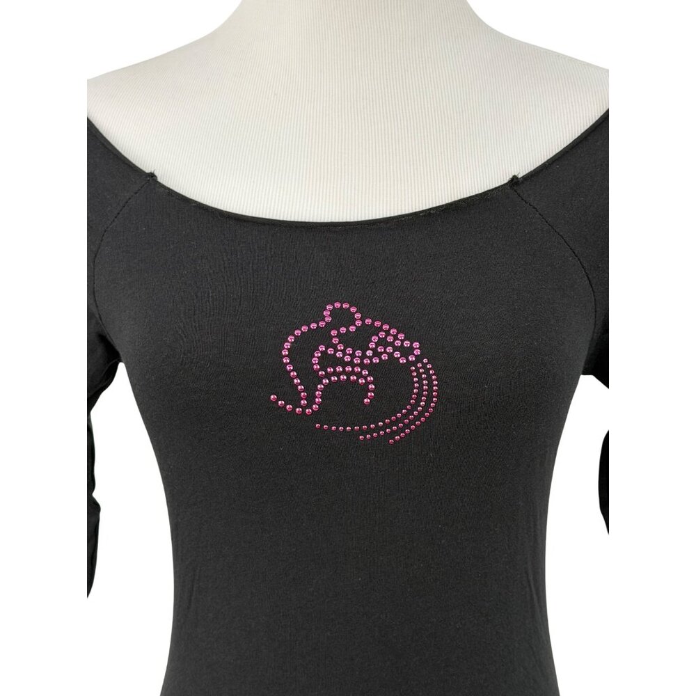 Vtg 90s NWT Smudge Black Studded Aquarius Tee | Dark Academia Grunge Y2K Indie M - Picture 4 of 13
